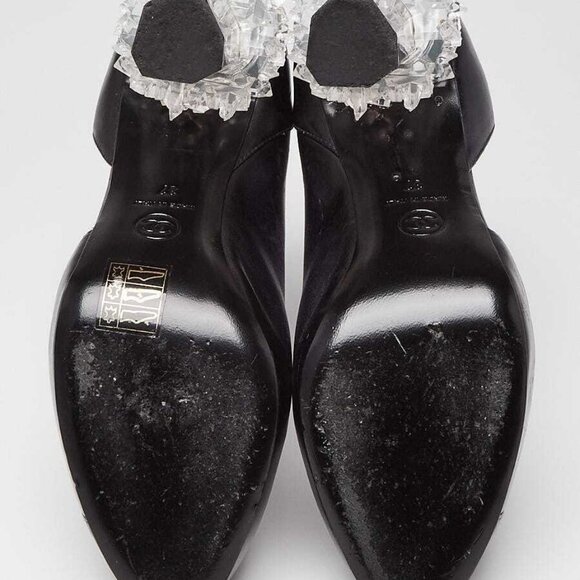 Chanel Purple Leather Crystal CC Pumps Size 6.5/37 - Picture 3 of 6